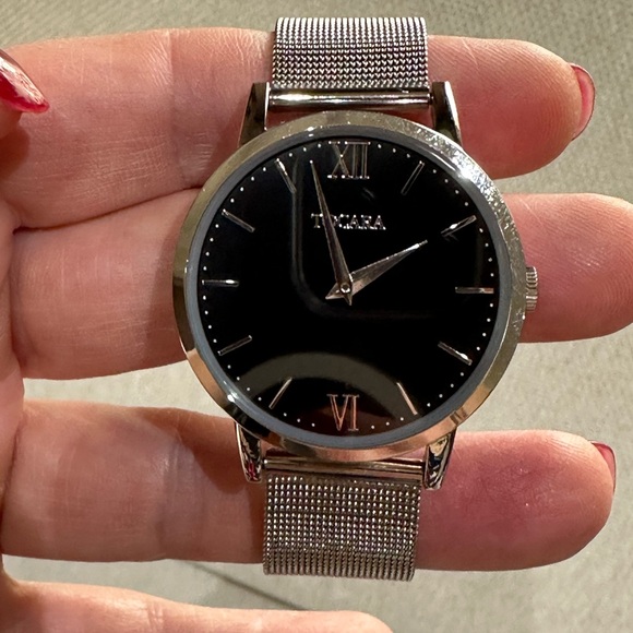 Tocara “Corey” Stainless Steel Black Face Watch - Picture 1 of 4